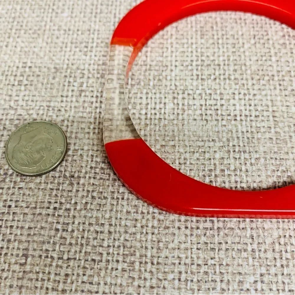 Square Red Clear Acrylic Bangle Bracelet - Picture 2 of 2
